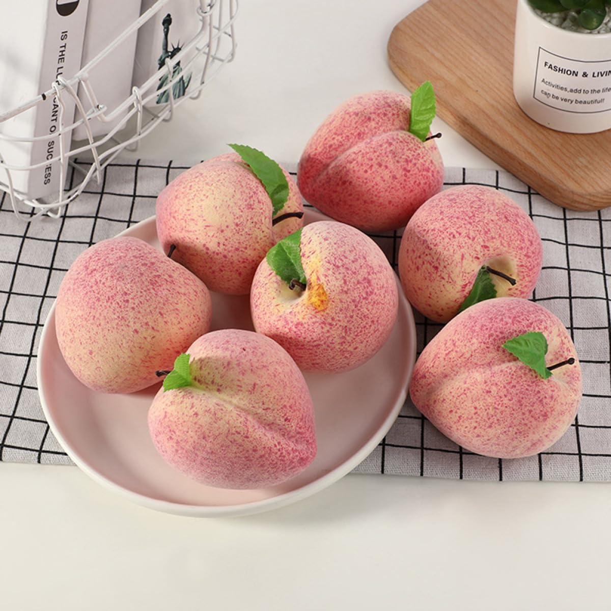 Artificial Peach Fruit Decor 10pcs Plastic Fruits for Decoration Lifelike Table Centerpiece Props for Home Kitchen Party Display