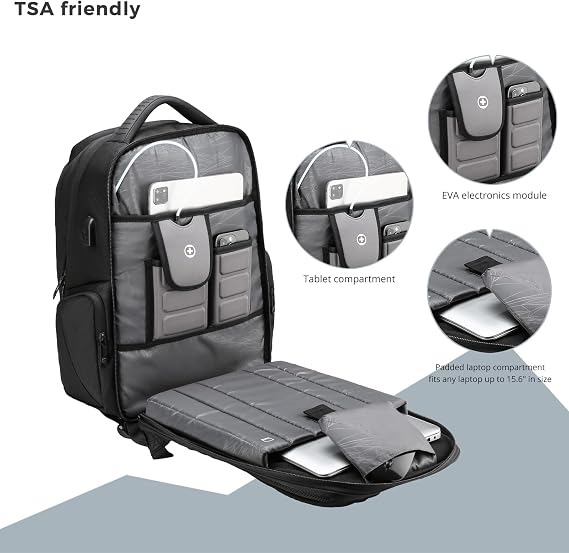 Swissdigital Design Men's Laptop Backpack with Apple Find My, Business Travel Backpack with USB Charging Port and RFID Protection Fits Laptops up to 15.6 Inch | SD1695BT013-01
