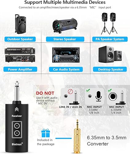 Miniatura 4 de Bietrun Micrófono inalámbrico recargable para cantar, karaoke, micrófonos inalámbricos dinámicos de mano de metal dual con Bluetooth de 32 pies,