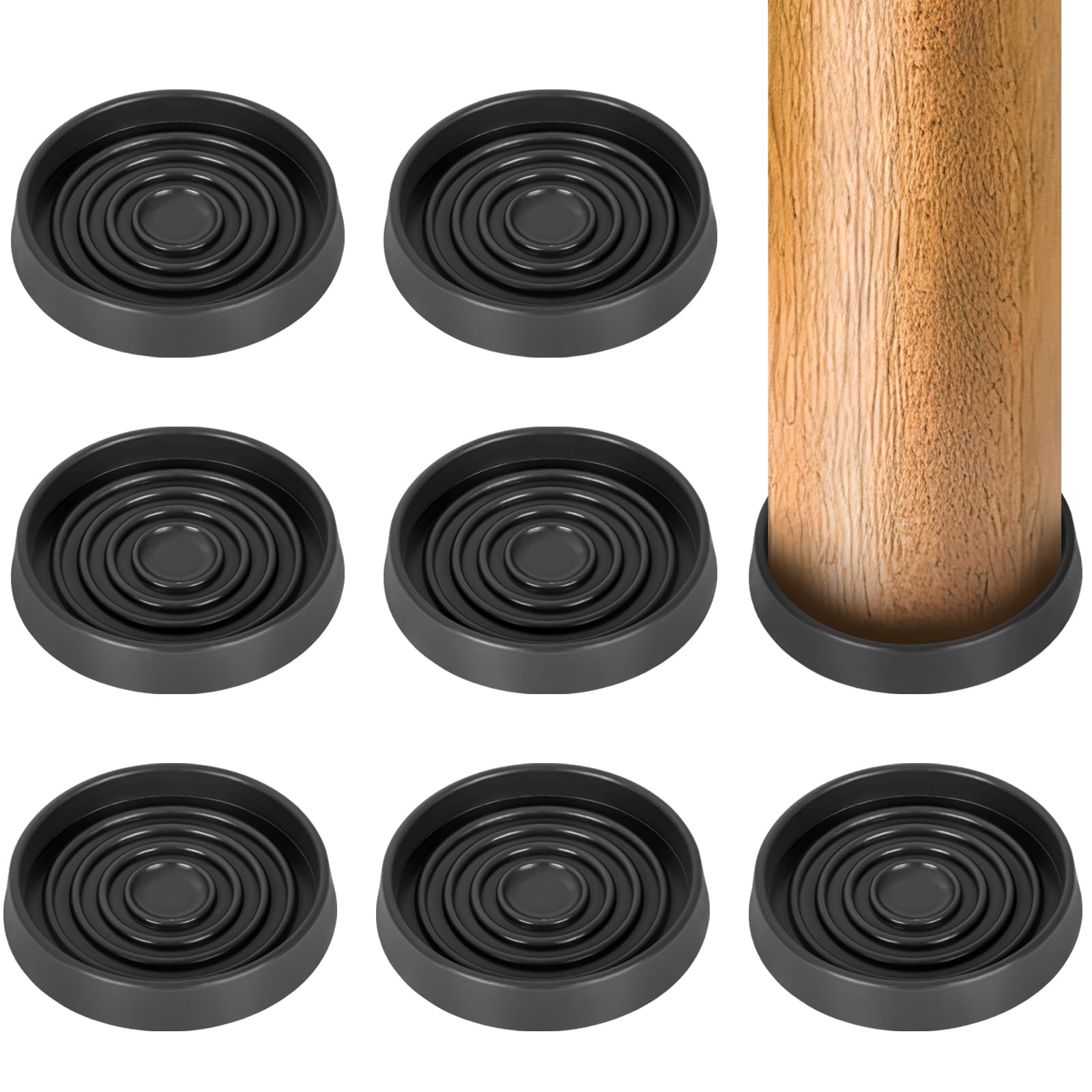 Rubber Castor Cups 3 IN, 8 PCS Carpet Protector Cups, Non Slip Furniture Coasters, Premium Caster Cups Furniture Pads