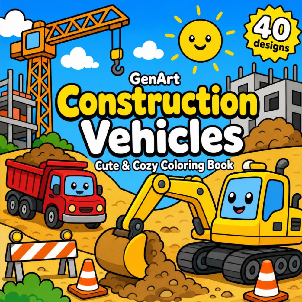Construction Vehicles: A Bold & Easy Coloring Book for Toddlers and Preschoolers Ages 2-6