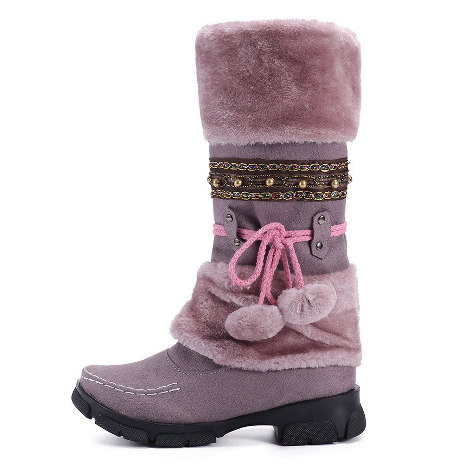 Donna Snow Heels Keep Booties Hairball Toe Warm Middle Round Shoes Stivali Alti da Donna Slip- Stivaletti Gomma Donna Stivali Donna Gomma