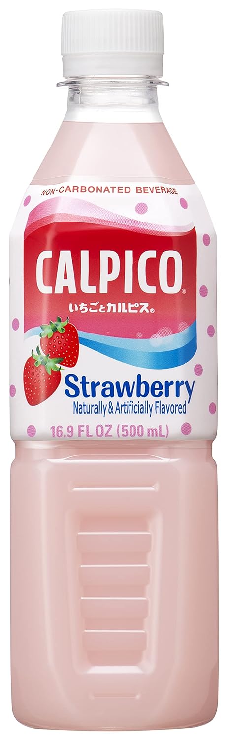CALPICO Strawberry, Non-Carbonated Drink, Japanese Beverage Contains Strawberry Juice Concentrate, Sweet and Tangy Asian Drink, 16.9 FL oz. (Pack of 24)