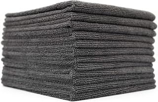 The Rag Company 300GSM All-Purpose Microfiber Terry Towels - Lint-Free, Streak-Free, Highly Absorbent Cleaning Cloths for Kitchen, Bath, Office - 16x16in Grey 12-Pack