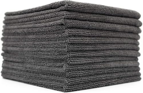 (Paquete de 12) 16" x 16" toallas de limpieza de microfibra de grado comercial para usos múltiples, altamente absorbentes, sin pelusa, sin manchas,