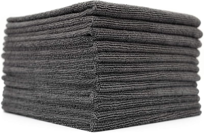 The Rag Company - All-Purpose Microfiber Terry Cleaning Towels - Commercial Grade, Highly Absorbent, Lint-Free, Streak-Free, Kitchens, Bathrooms, Offices, 300gsm, 12in x 12in, Grey (12-Pack)