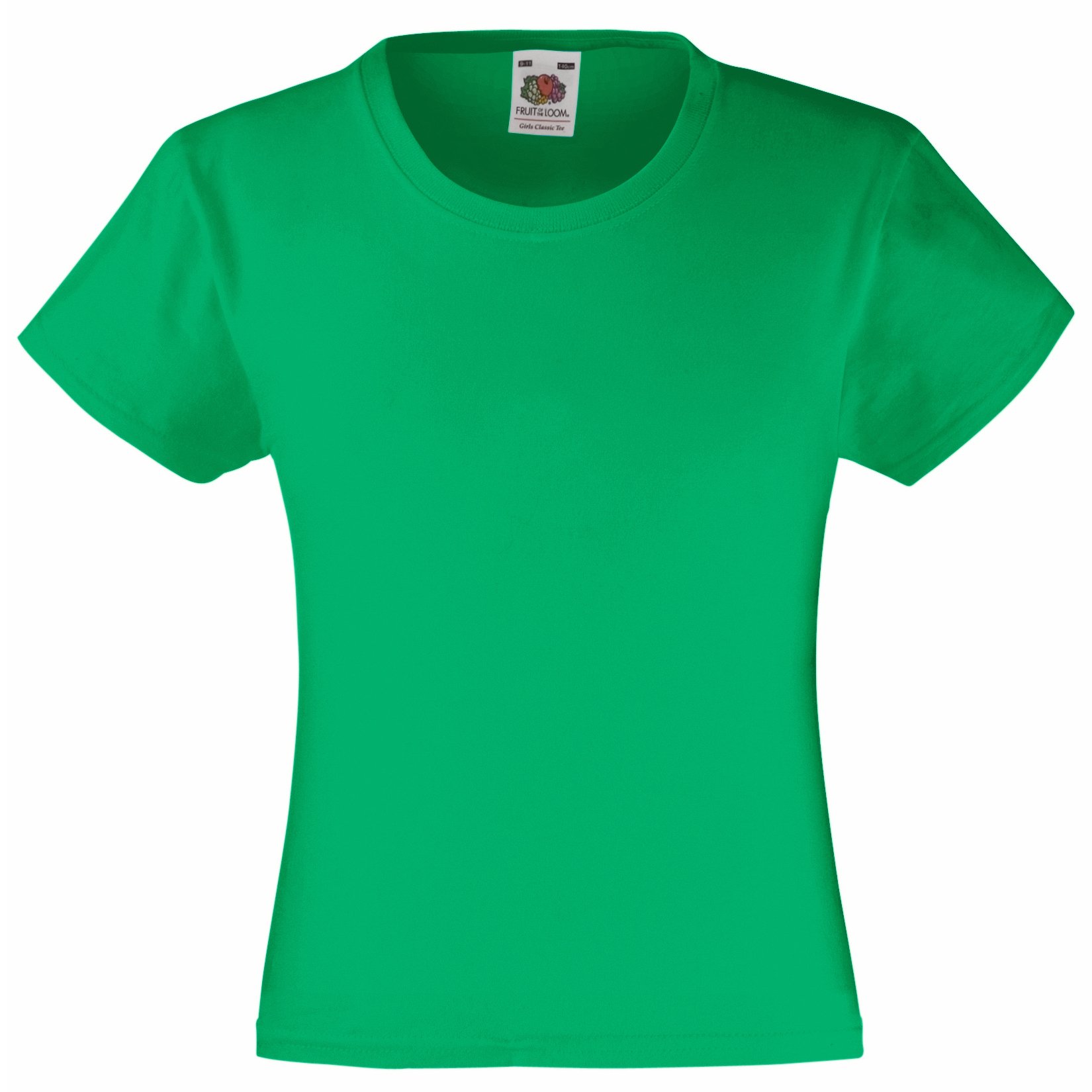 Fruit of the Loom Girl's Valueweight T Shirt, Green (Kelly Green), 7-8 Years UK