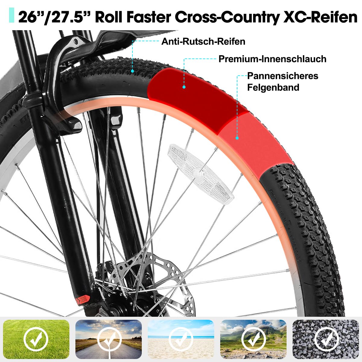 HILAND rower górski 27,5", 18 biegów, amortyzowany widelec, aluminiowa rama, hamulec tarczowy dla mężczyzn i kobiet, rower MTB czarny