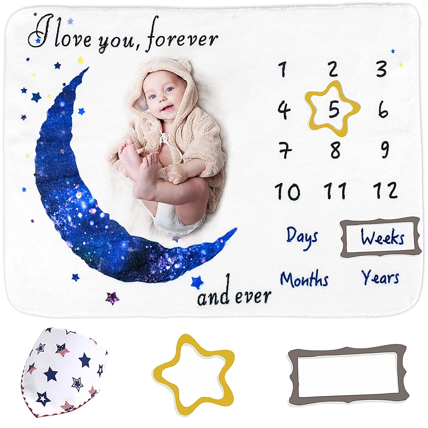 Bamomby Baby Blanket, Milestone Blanket Baby Girl Boy, Large Baby Monthly Blankets for Boys & Girls, Newborn Registry…