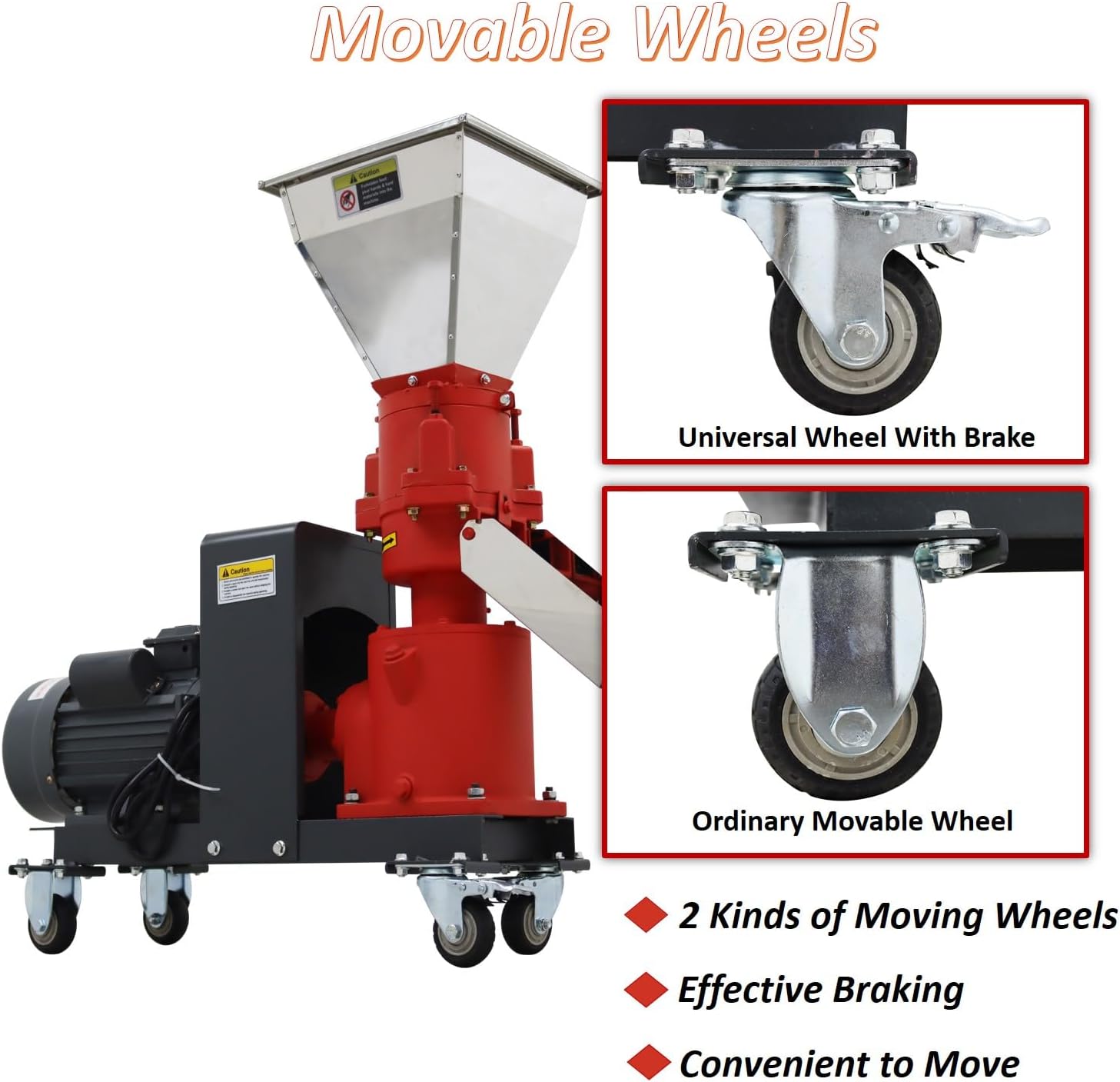 6mm Animal Feed Pellet Machine with 3 Rollers Feed Pellet Mill Making Machine Feed Pelletizer for Poultry Livestock Farm 220v 330lb/h Square Hopper