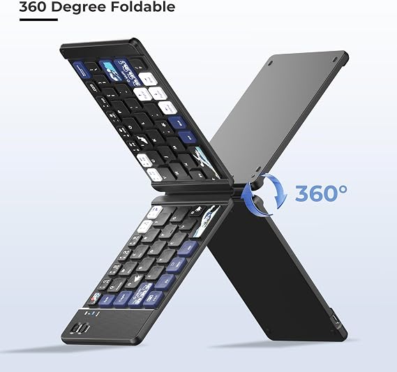 OHY Mini Bluetooth Klavye Kablosuz Katlanabilir Klavye, Şarj Edilebilir Bluetooth Klavye Taşınabilir Cep Boyutu Klavye, MAC/iOS, Windows, Android Akıllı Telefonlar, Tabletler, Dizüstü Bilgisayarlar