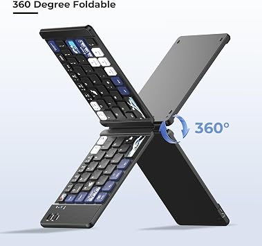 OHY Mini Bluetooth Klavye Kablosuz Katlanabilir Klavye, Şarj Edilebilir Bluetooth Klavye Taşınabilir Cep Boyutu Klavye, MAC/iOS, Windows, Android Akıllı Telefonlar, Tabletler, Dizüstü Bilgisayarlar