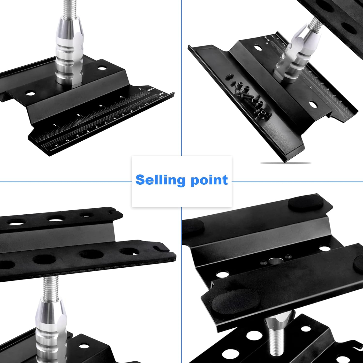 RC Car Work Stand RC Tool Kit Repair Workstation Aluminum Alloy 360 Degree Rotate w/Screw Kit & Screw Tray, Wheel Wrench for 1/8 1/10 1/12 1/16 Scale Models Cars Trucks (Black)