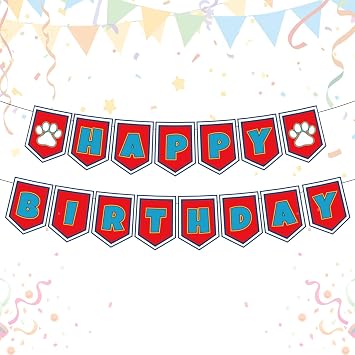 Cartoon Happy Birthday Banner Cute Dog Paws Birthday Decoration Supplies