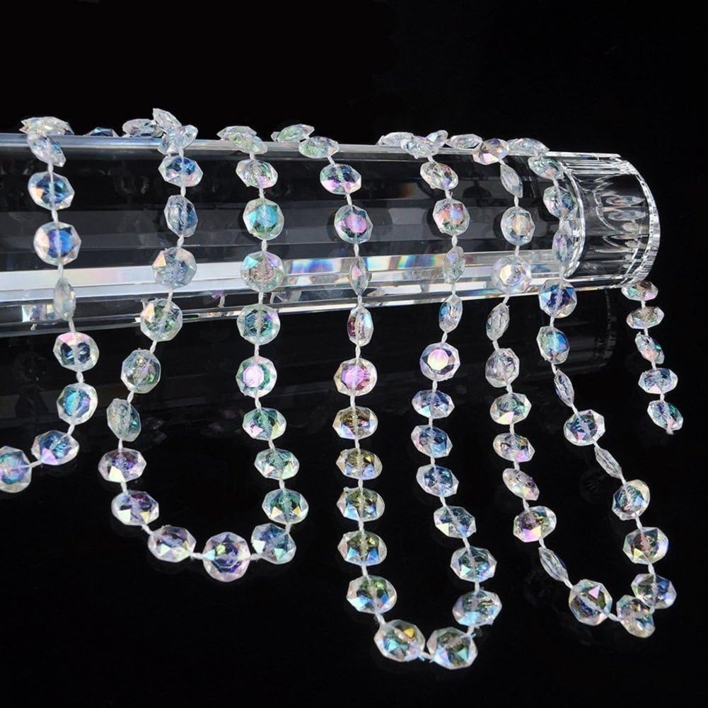 KUPOO 99 ft Clear Crystal Like Beads by the roll - Wedding Decorations (Colorful)
