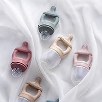 Vista 8 de SAMiGO Baby Food Fruit Feeder and Breastmilk Popsicle Mold Set, Silicone Fruit Teether, Food Feeder Pacifier for Teething Relief, Freezer Tray, Baby