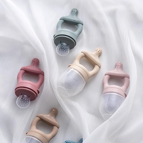 Miniatura 8 de SAMiGO Alimentador de frutas para bebés y moldes para paletas de leche materna, mordedor de frutas de silicona, chupete para aliviar la dentición,