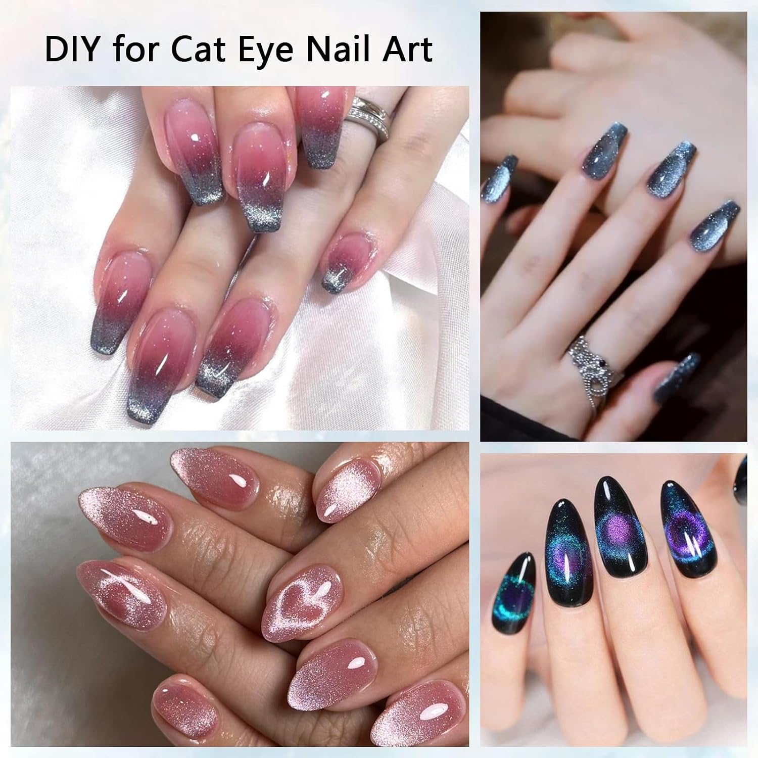 53Pcs Nail Magnet Tool Set Cat Eye Gel Nail Polish Magnet Wand Magnetic Nail Polish Cat Eye Magnet for Nails Cat Eye Magnets Sticks Nail Design Tools Nail Art Accessories