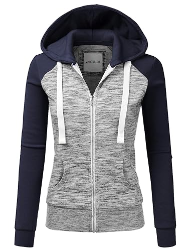 DOUBLJU Lightweight Thin Zip-Up Hoodie Jacket for Women with Plus