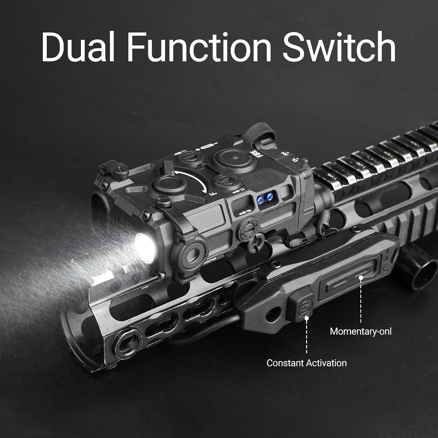 Tactical Dual Button Modular Activation Crane Plug Remote Pressure Switch for DBAL PEQ NGAL, Fit for 20mm Picatinny/Mlok/Keymod Rail