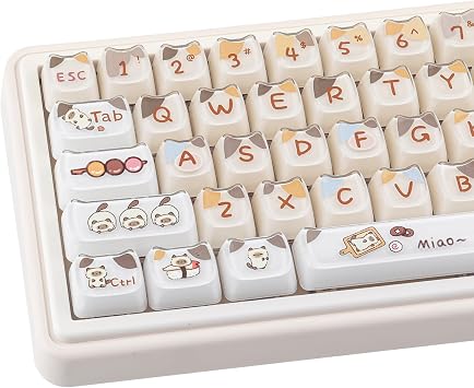 Crystal Jelly Keycaps,121 Keys Clear Translucent Cute Sushi Cat Keycaps