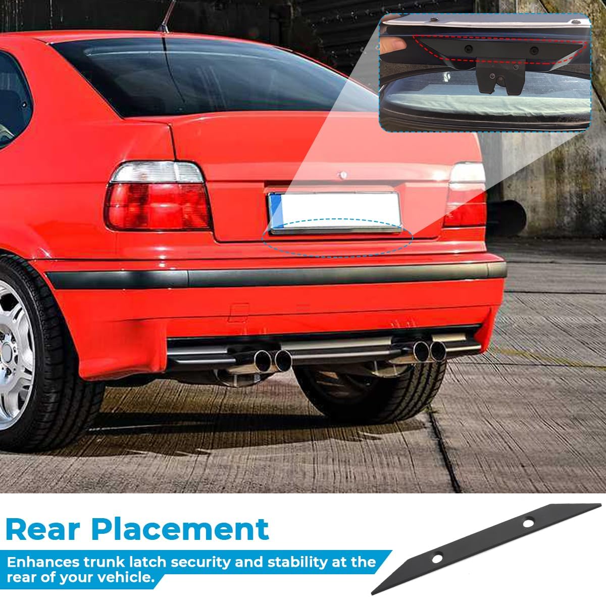 For E36 Trunk Latch Reinforcement for BMW E36 Coupe Sedan M3 325 328 318 - Stainless Steel