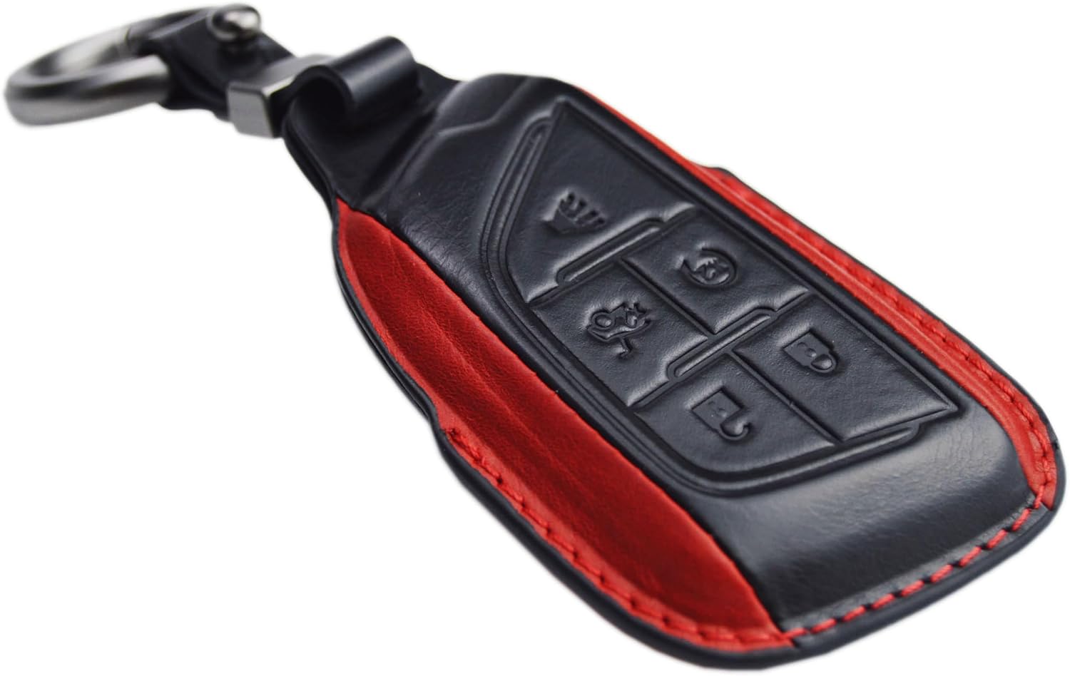 Handmade Leather Key Fob Cover Case Protector for Cadillac CT4 CT5 V Escalade 2020 2021 2022 2023 2024 2025 Remote