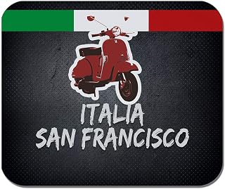 Makoroni - Italia SAN Francisco Copy Italian Scooter Italy Flag- Non-Slip Rubber - Computer, Gaming, Office Mousepad