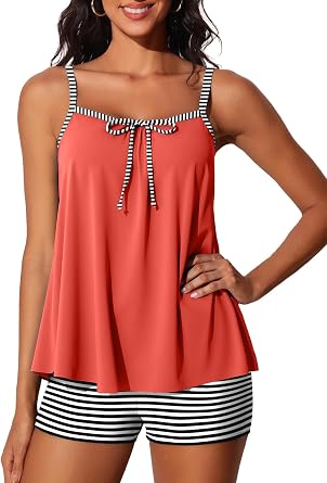 Summer Mae Plus Size Swimsuits for Women Two Piece Tankini Sets Tummy Control Bathing Suit Swimwear with Shorts