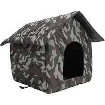 CCYLEZ Outdoor Cat House, Weatherproof Foldable Portable Pet Shelter for Stray Cats and Dogs Oxford Cloth Indoor Outdoor Use Large Size