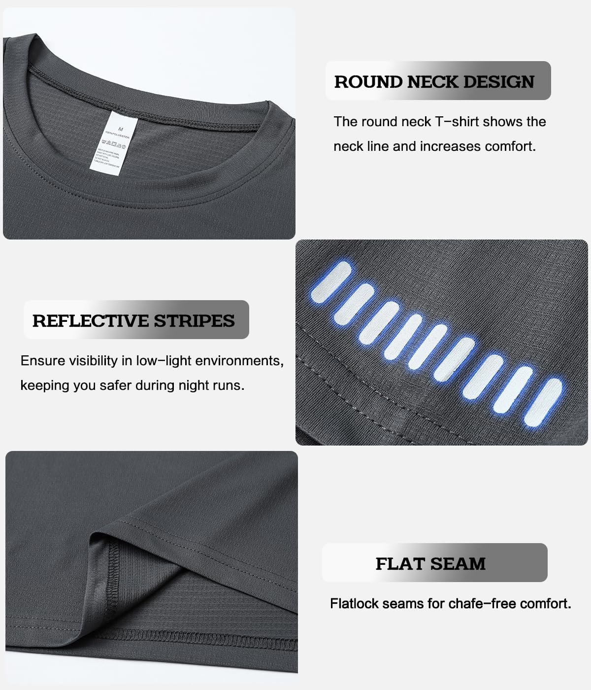 Paquete de 1/5 camisetas deportivas para hombre, ropa de gimnasio, camisetas para correr, de secado rápido, absorben la humedad, transpirables, para entrenamiento