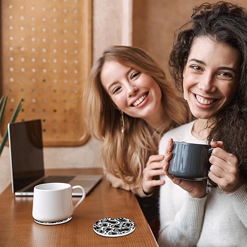 Miniatura 7 de Portavasos para automóvil, posavasos de cerámica absorbente de cara sonriente hippie negro, paquete de 2, posavasos antideslizantes para portavasos