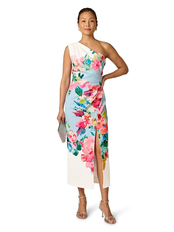 Adrianna Papell Womens One Shoulder Border Gown Multicolor 6 by Adrianna Papell - Used condition - Image 3