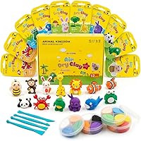 OBVIO HOME Air Dry Clay Kit for Kids - 12 Animal Designs, Ultra Soft Safe Non-Sticky Modeling Clay for DIY Crafts, School Projects & Parties
