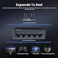 Vista 2 de UGREEN Interruptor Ethernet, Divisor Ethernet Gigabit de 5 Puertos, Conecta y Usa, Interruptor de Red para Pared y Escritorio, No Administrado