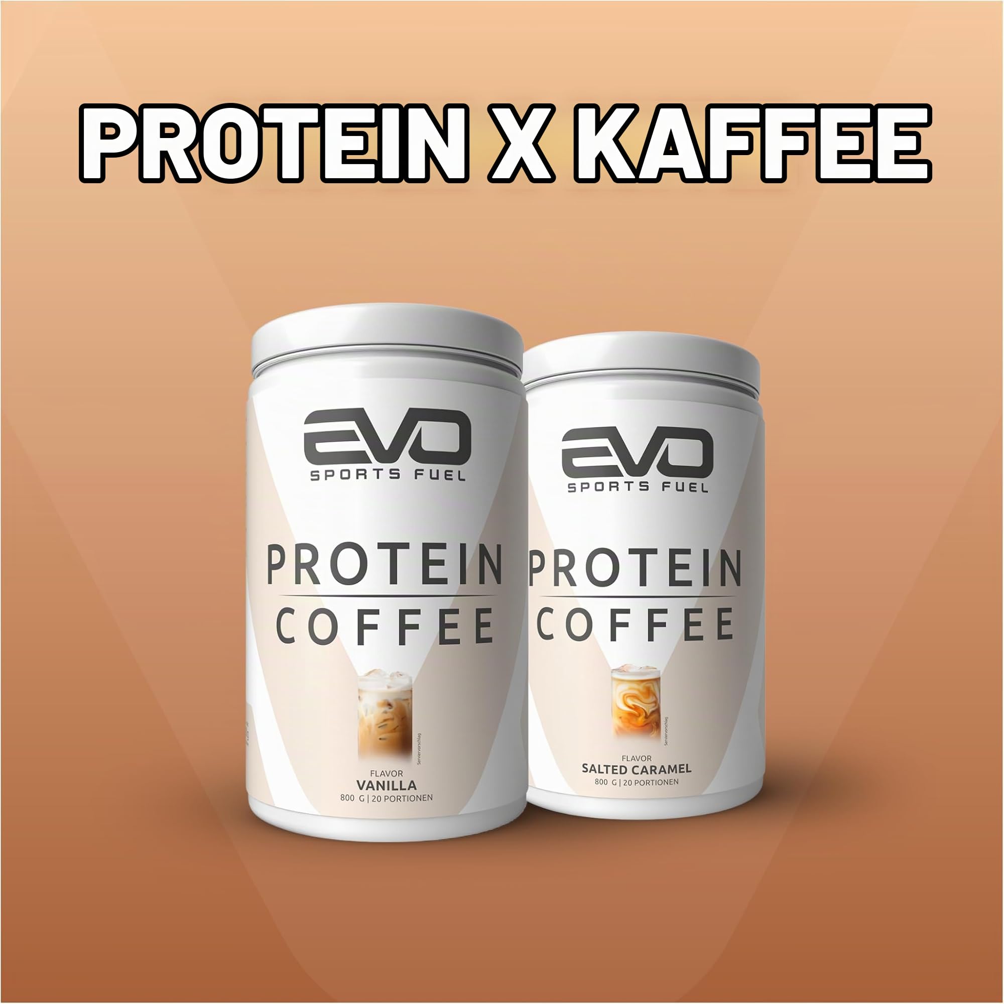 EVO SPORTS FUEL Protein Coffee | Salted Caramel | 800g | Cremiger High Protein-Kaffee mit bis zu 29 g eiweiß pro Portion | Eiskaffee Whey Protein Pulver | geprüfte Qualität-Made in Germany (1er Pack)
