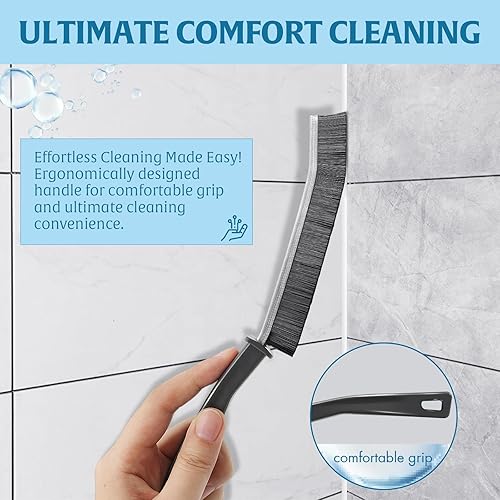 Miniatura 6 de 4 cepillos de limpieza para huecos de grietas, cepillos de limpieza de hendiduras difíciles de alcanzar para limpiar el baño, mango largo y cepillo