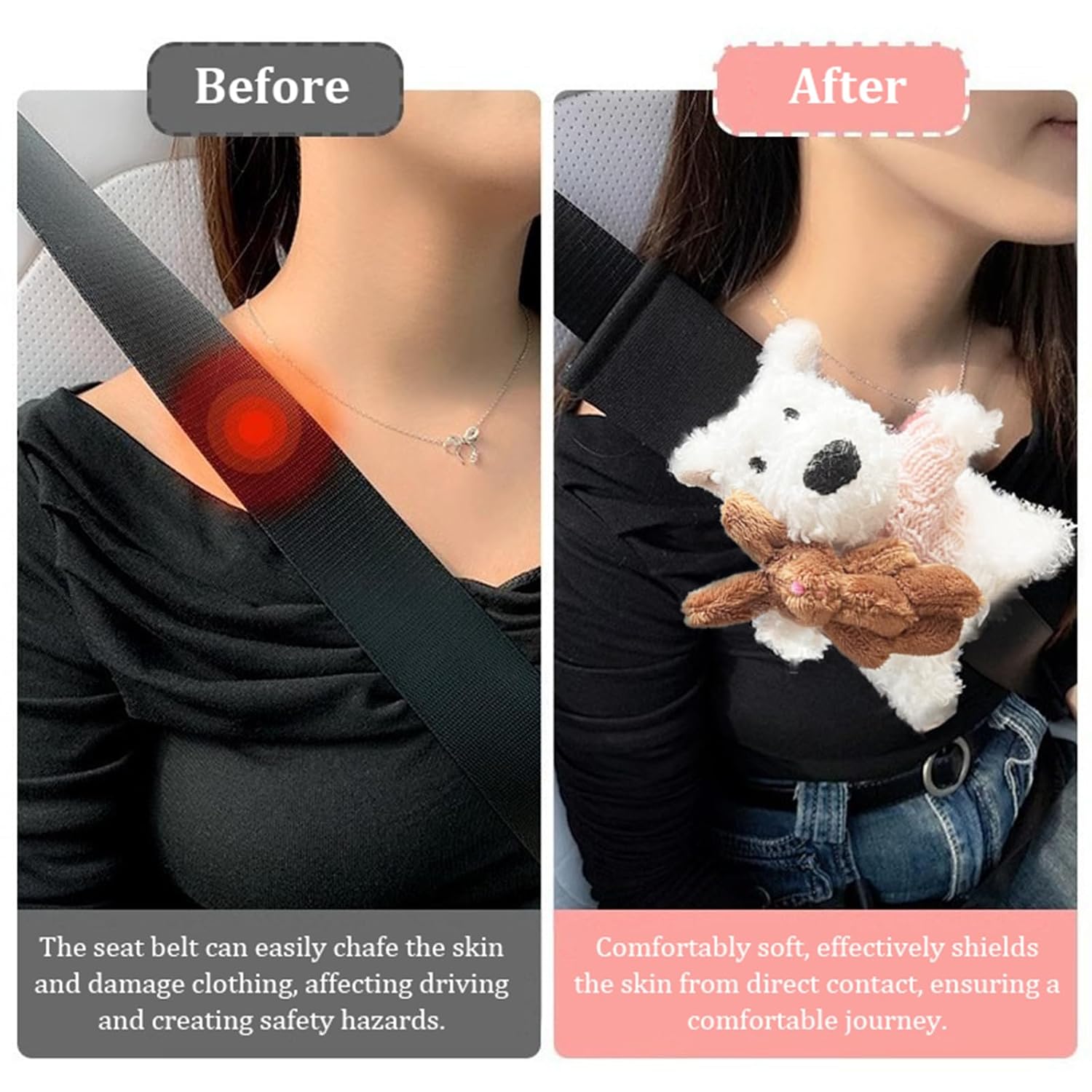 Cartoon Car Seat Belt Covers, Cute Dog Carseat Belt Cover Pad, West Highland White Terrier Seat Belt Covers Cushion, Universal Seatbelt Shoulder Strap Pads Covers (Brown, 4pc)