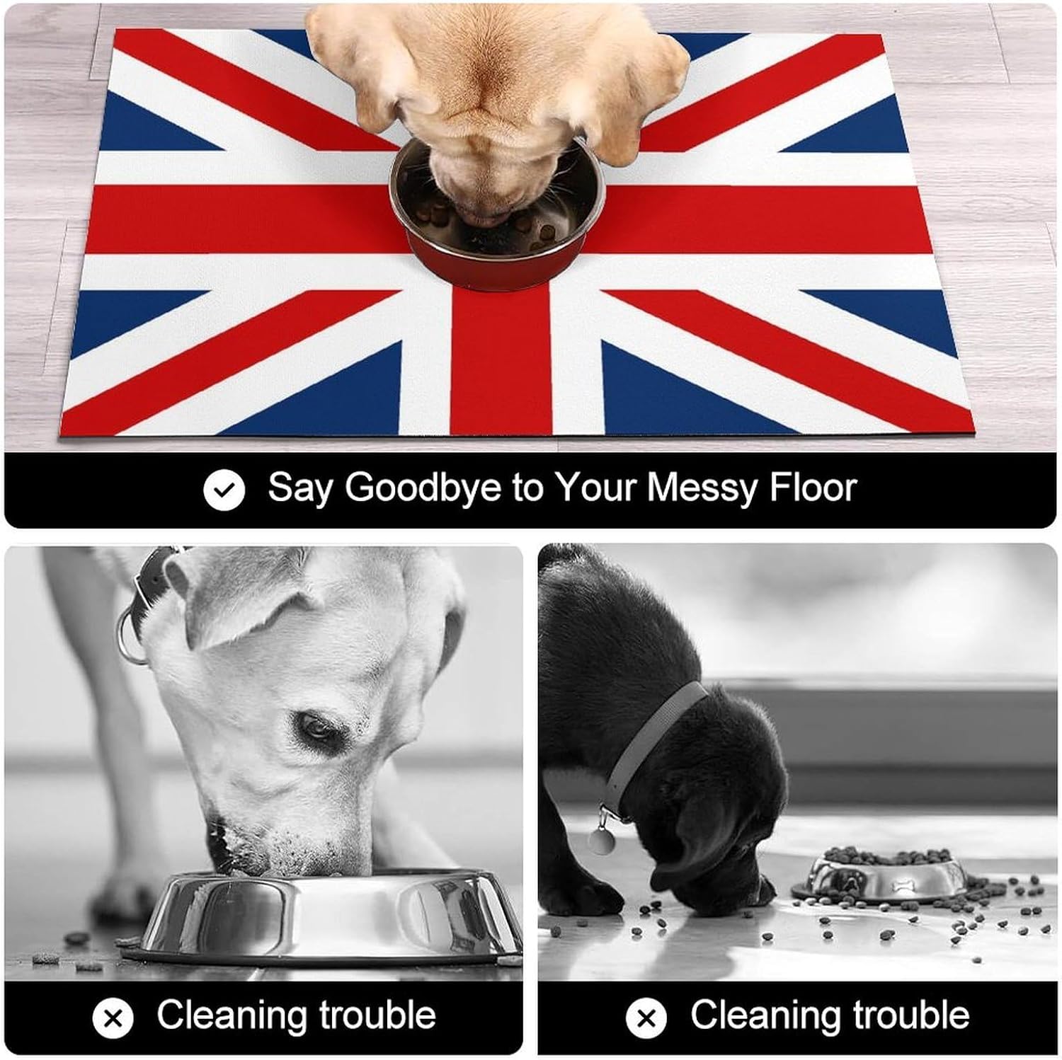 British Flag Pet Feeding Mat Dog Cat Food Placemats for Water Bowl Non Slip