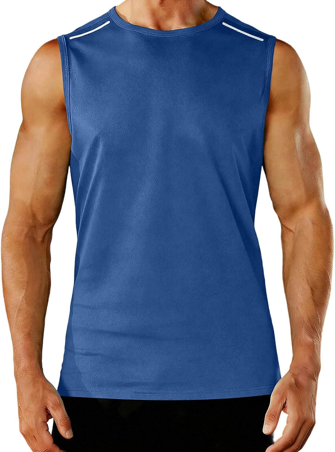 Mens Quick Dry Workout Tank Top Sleeveless Gym Muscle Shirt Crew Neck Slim Fit Tee Summer Running Athletic Tshirts
