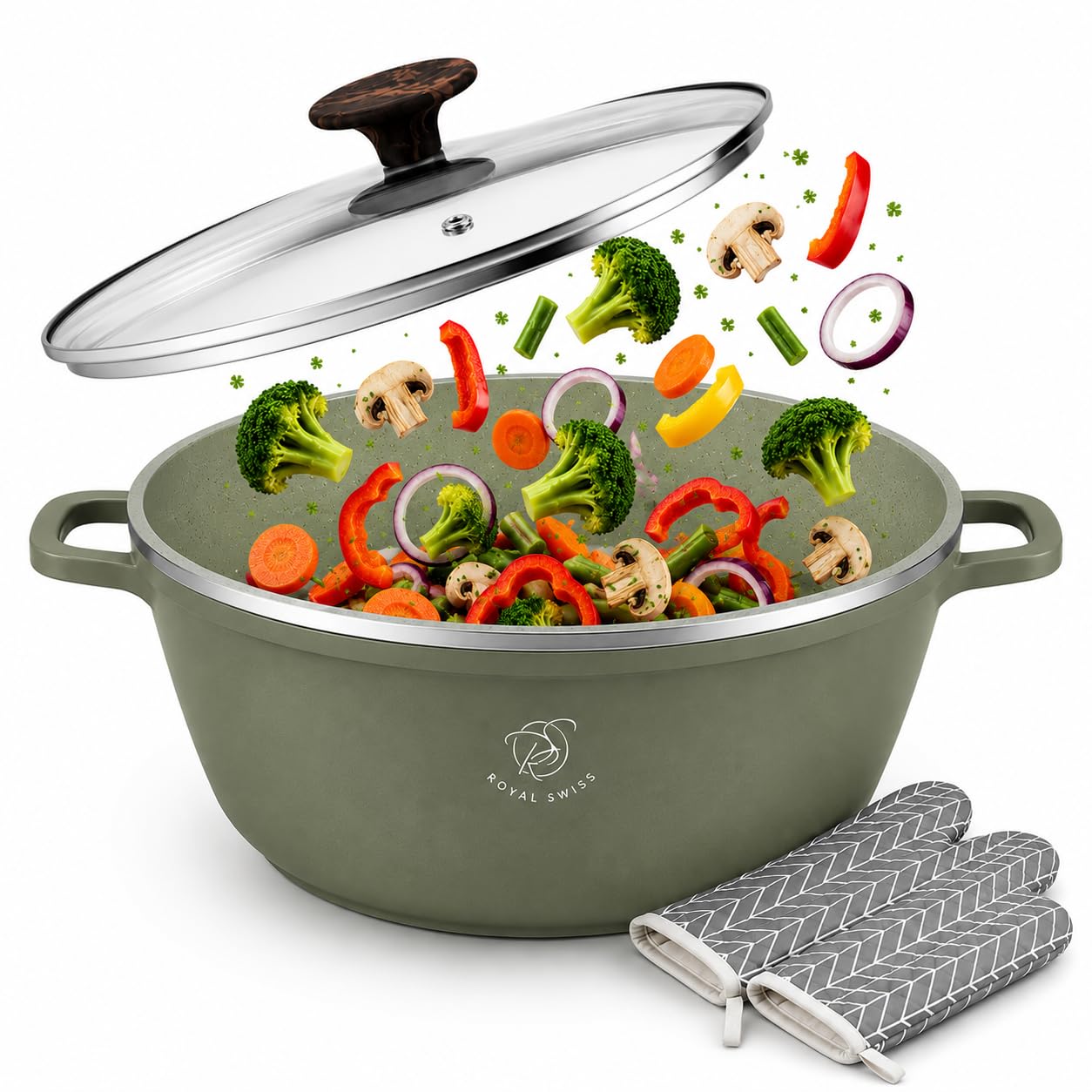 Royal Swiss Faitout 9,5 L, marmite antiadhésive, induction