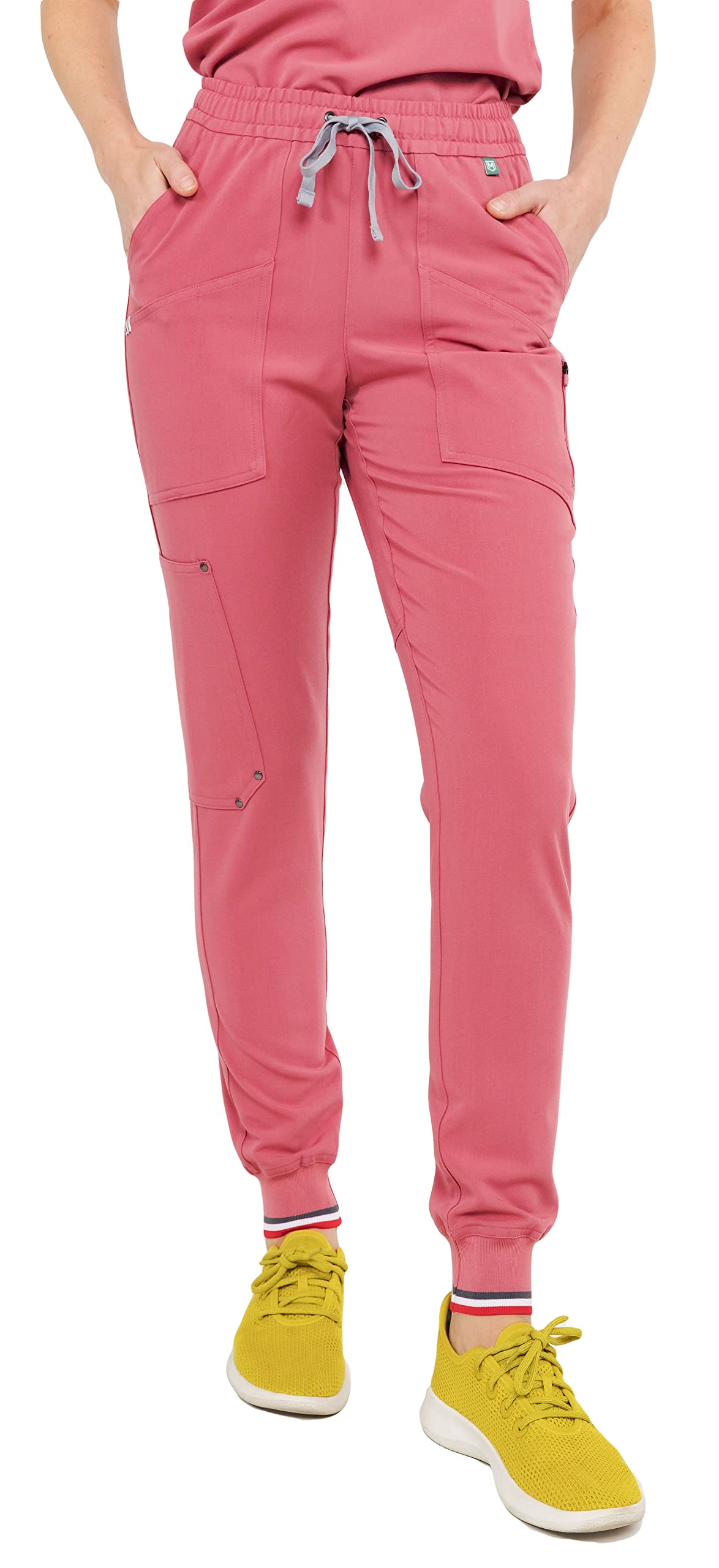 Mediclo Women's Medical Scrub Pants - Catalina 7 Pockets Elastic Drawstring Waist Eco Friendly Sustainable FYSEL Fabric Tapered Leg Jogger Workwear Mauve FB2060R5MAV00 XXS