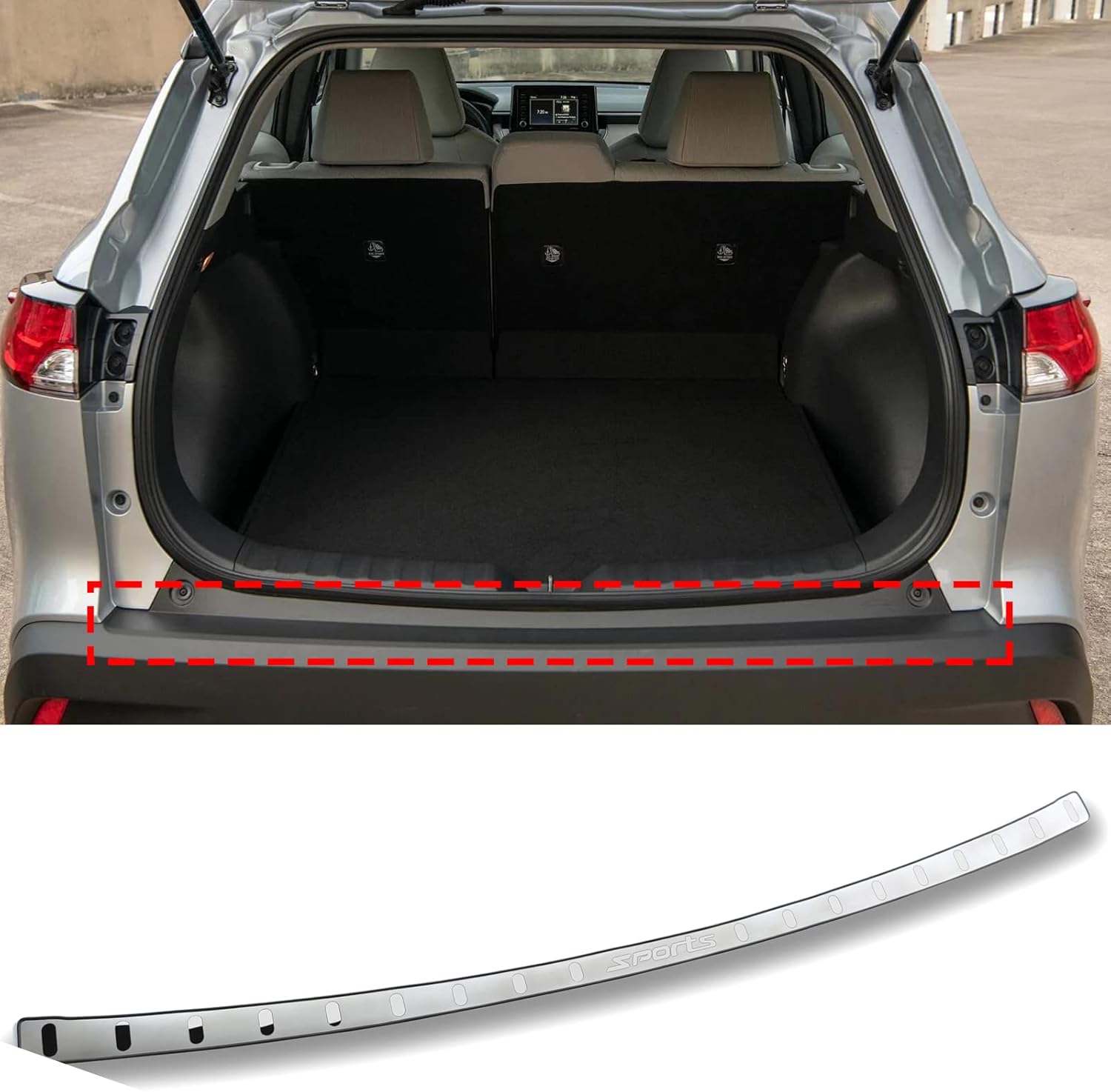Car Stainless Steel Rear Bumper Protector, for Toyota Corolla Cross 2022-2024 Accessories, Auto Parts Tailgate Back Trunk Door Sill Cover Scuff Plate Strip Guard Protection