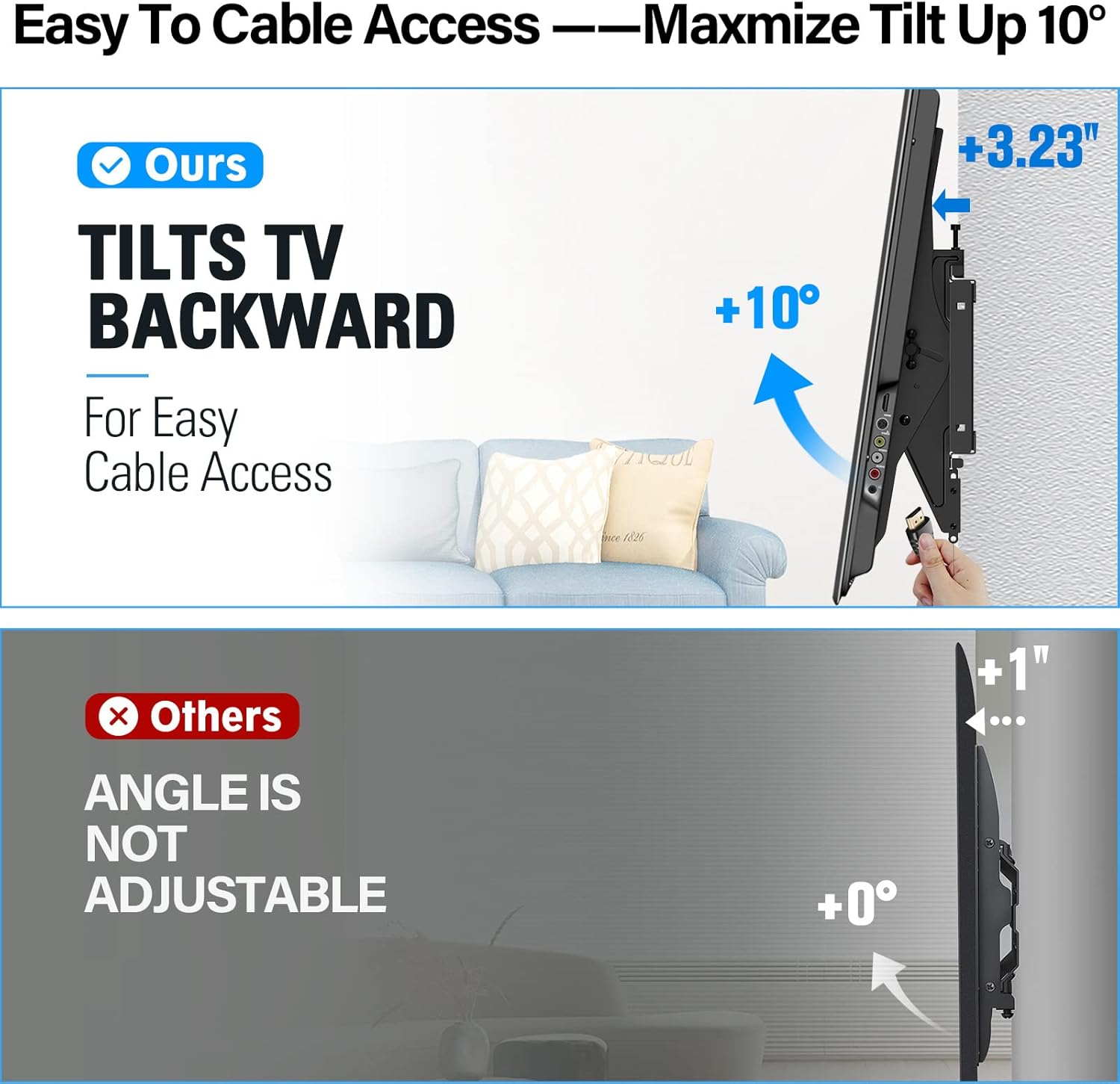 MOUNTUP TV Wall Mount for Most 37-86" TVs, Tilting TV Mount Bracket with Level Adjustment Fits 16" 24" Studs Easy for TVs Centering, Wall Mount Bracket Max VESA 800x400mm, 120 LBS Loading, MU0017
