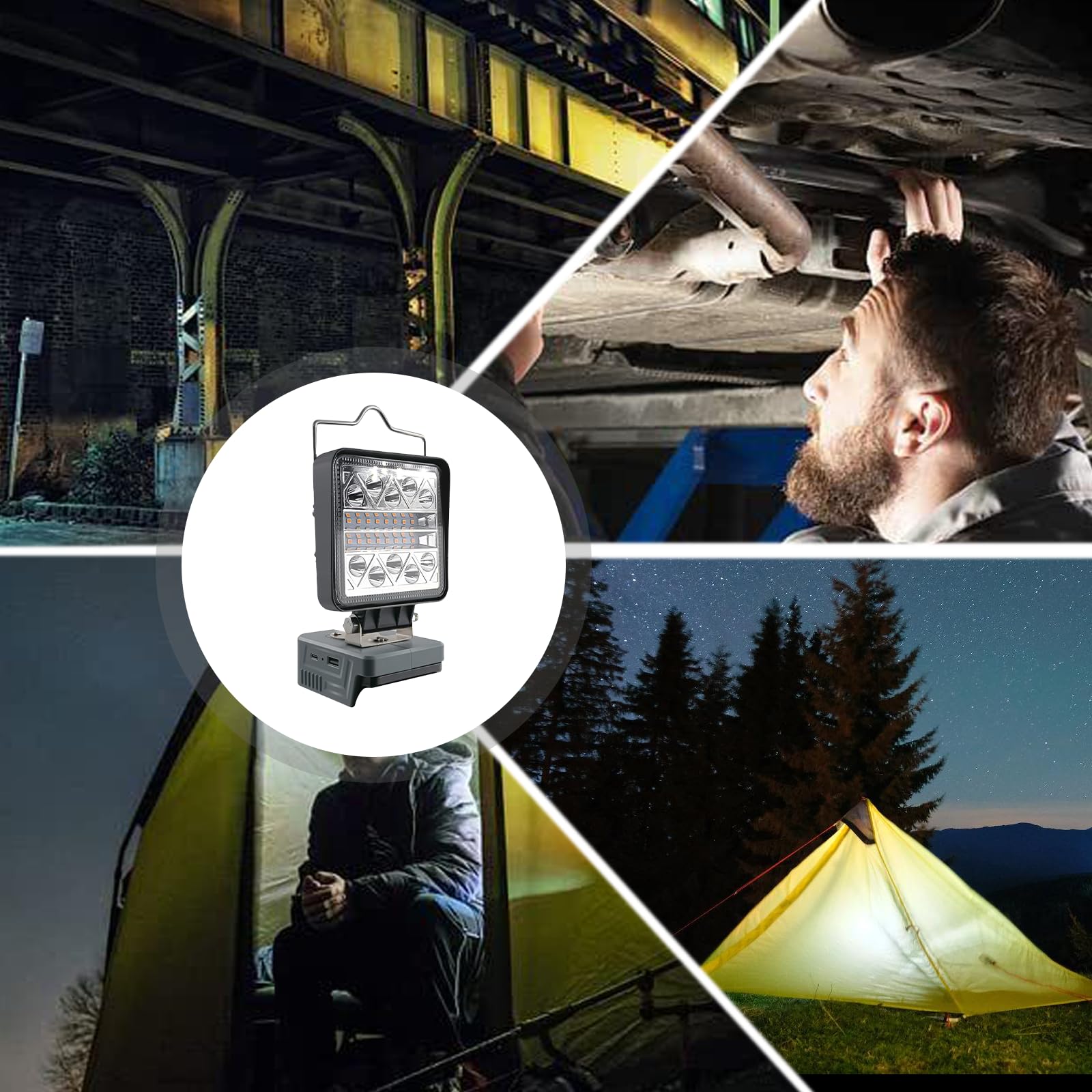Lampada a batteria per Einhell da 18 V: Faretto portatile LED da lavoro con 6 modalità di luminosità, ingresso USB-C, 16 W, 1800 lm, senza batteria