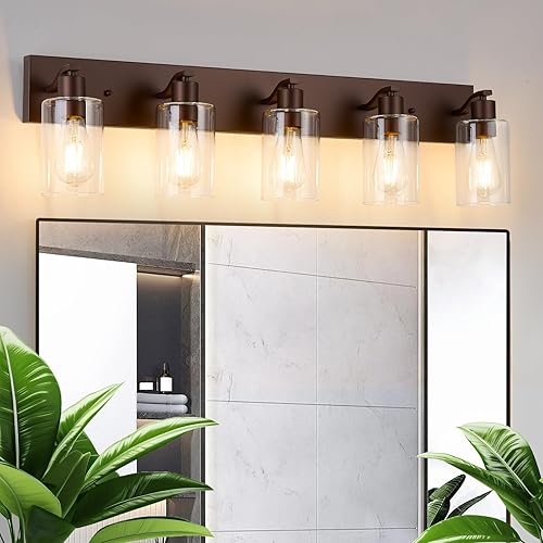 Miniatura 15 de 2 Luces Accesorios de Iluminación de Baño Cromados con Soporte de Vidrio Transparente de 13 Pulgadas, Lámpara de Tocador Moderna para Baño, Sobre