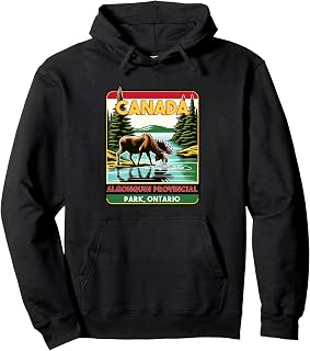 Retro Algonquin Provincial Park Canada Vintage Moose Love Pullover Hoodie