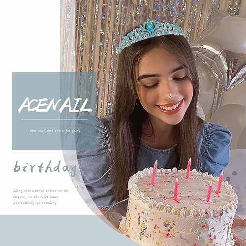 Miniatura 4 de Acenail Corona de cumpleaños para niña, banda de cumpleaños, tiara de cumpleaños para niñas, coronas de cumpleaños con diamantes de imitación para