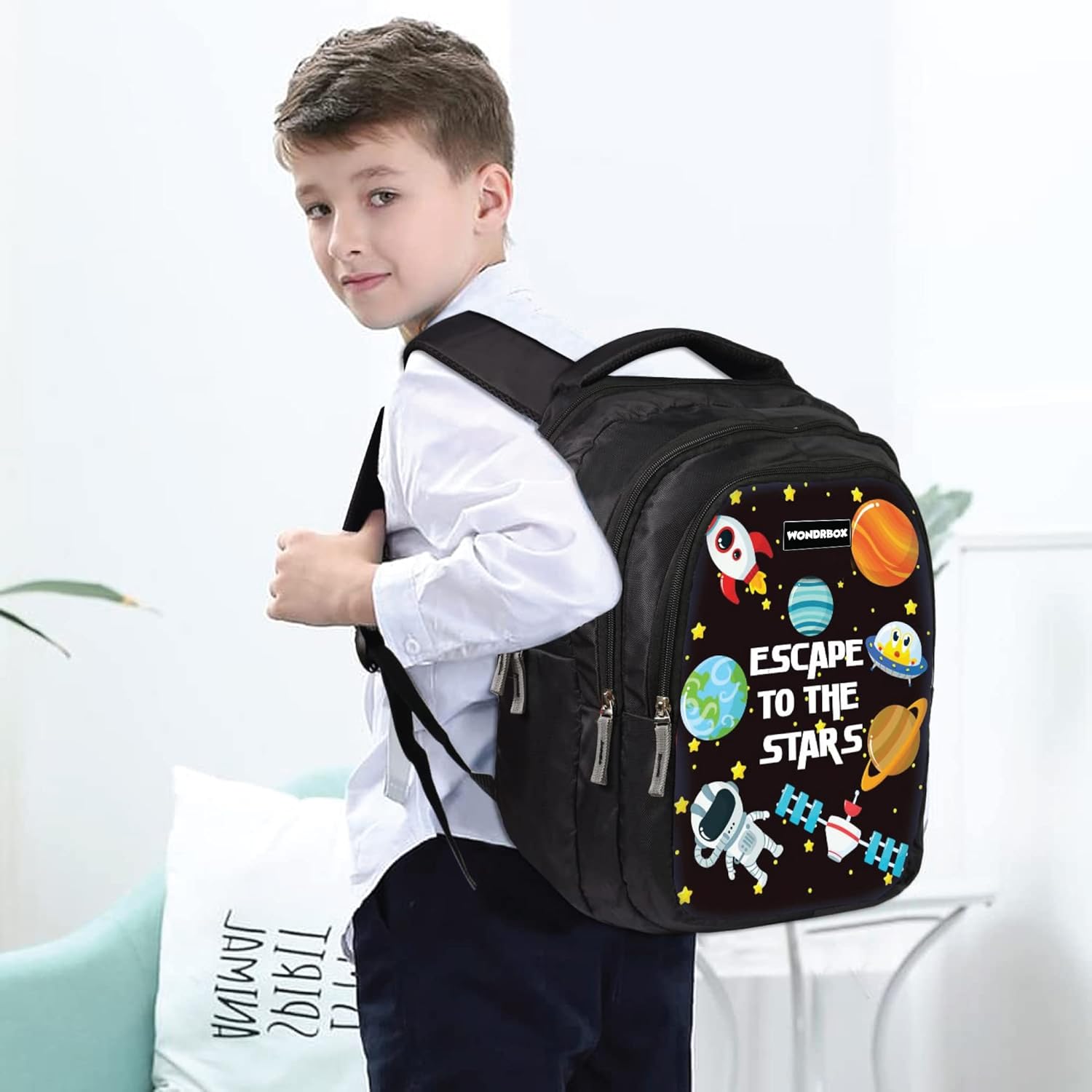 littleland School Bags For Boys and Girls | 32 Litres School Backpack With Padded Shoulders & 3 Compartments | Age 5 years And Above | Ideal For 2nd to 6th Class Students, Multicolour, 17 Inches