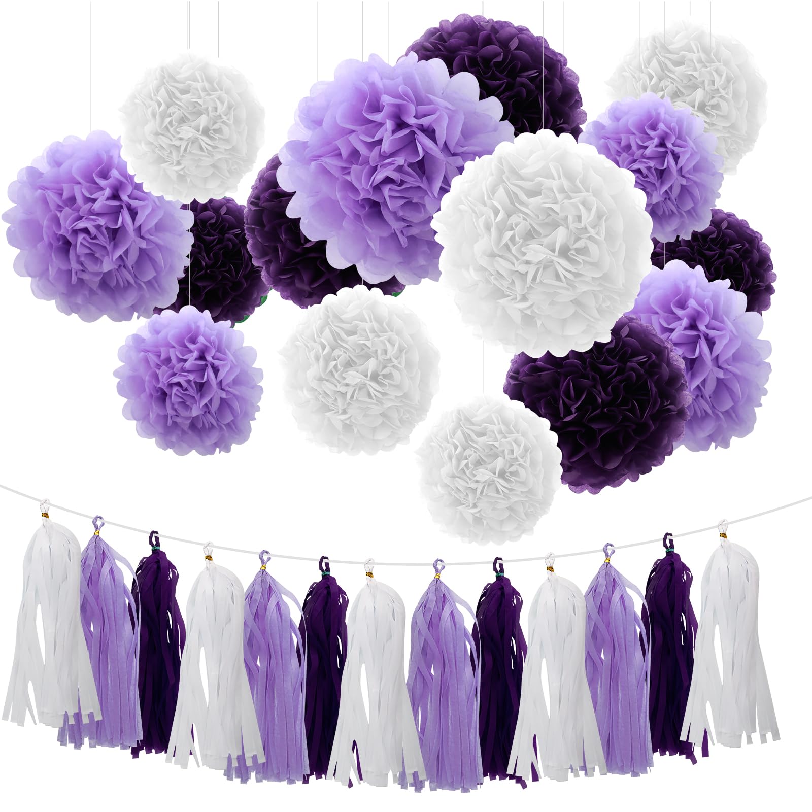 Phlognfy Violett Seidenpapier Pompoms, Violett pompons deko, Hochzeitsdekorationen Lila, Lila party deko shower, für Thema Geburtstag Dekorationen